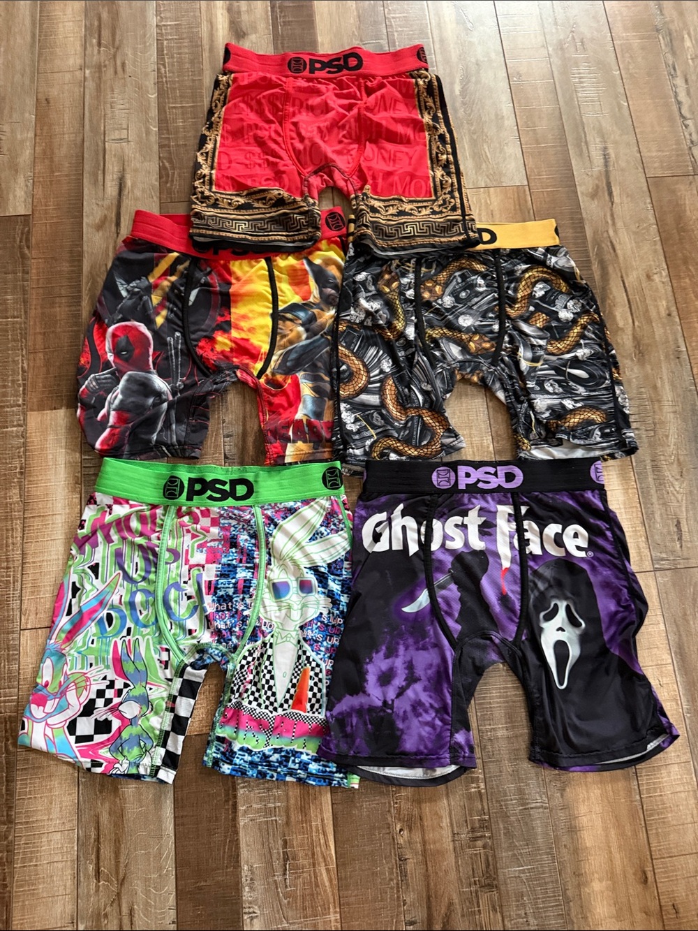 PSD Multicolor Graphic Boxer Briefs Set 5 pack SMALL